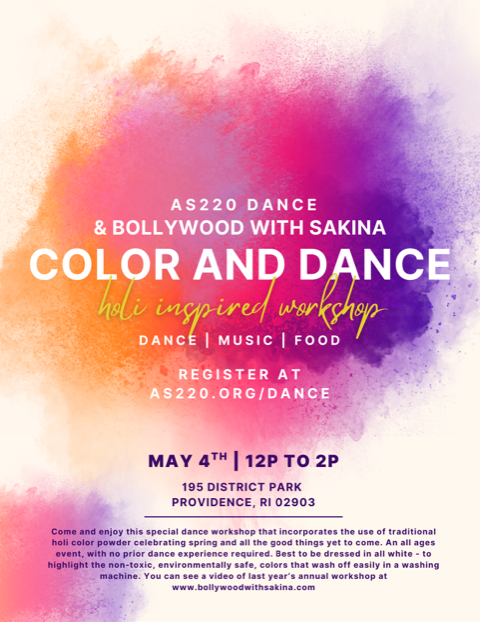 TICKETED EVENT: Color & Dance: A Holi Inspired Workshop with AS220 Dance Studio